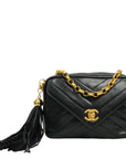 CHANEL 1991-1994 Coco Mark V-Stick Chain Lambskin Shoulder Bag