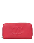 CHANEL 2013-2014 Caviar Skin Coco Mark Long Wallet