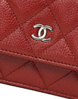 CHANEL 2014 Matelasse Caviar Skin Chain Wallet / Shoulder Bag