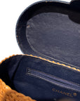 CHANEL 1997–1999 Coco Mark Chain Straw Denim Basket Shoulder Bag