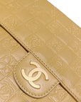 CHANEL 2003-2004 Embossed Logo Chain Double-Front Flap Shoulder Bag
