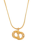 CHRISTIAN DIOR CD Logo Rhinestone Necklace