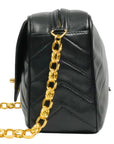 CHANEL 1991-1994 Coco Mark V-Stick Chain Lambskin Shoulder Bag