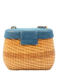 CHANEL 1997–1999 Coco Mark Chain Straw Denim Basket Shoulder Bag