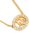 CHRISTIAN DIOR Logo Oval Rhinestone Necklace