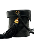 CHANEL 1997-1999 Fringe Bucket Lambskin Shoulder Bag