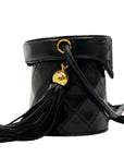 CHANEL 1997-1999 Fringe Bucket Lambskin Shoulder Bag