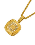 CHRISTIAN DIOR Square Dior Logo Rhinestone Necklace