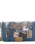CHANEL Coco Mark Patchwork Denim Shoulder Bag