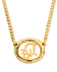 CHRISTIAN DIOR Logo Oval Rhinestone Necklace