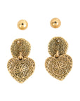 Vintage-Style Heart Alphabet Earrings(Gold-Plated Brass)