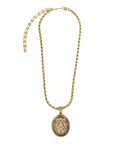 Vintage-Style Face Motif Rhinestone Necklace(Gold-Plated Brass)