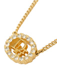 CHRISTIAN DIOR Logo Oval Rhinestone Necklace