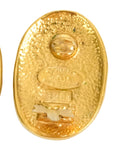 CHANEL Crown Motif Oval Plate Earrings
