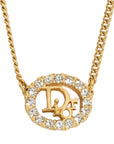 CHRISTIAN DIOR Logo Oval Rhinestone Necklace