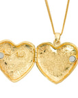 Vintage-Style Heart & Ribbon Motif Rhinestone Locket Necklace
