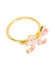 Vintage-Style Ribbon Motif Rhinestone Adjustable Ring