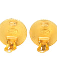 CHANEL Wood Shell Button Coco Mark Earrings