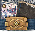 CHANEL Coco Mark Patchwork Denim Shoulder Bag