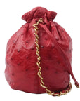 CHANEL 1986-1988 Drawstring Chain Ostrich Shoulder Bag