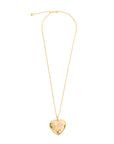 Vintage-Style Heart & Ribbon Motif Rhinestone Locket Necklace