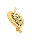 Vintage-Style Leaf Motif Rhinestone Brooch(Gold-Plated Brass)