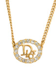 CHRISTIAN DIOR Logo Oval Rhinestone Necklace