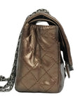CHANEL 2008-2009 2.55 Matelassé Chain Double Flap Shoulder Bag with Pouch