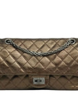 CHANEL 2008-2009 2.55 Matelassé Chain Double Flap Shoulder Bag with Pouch