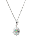 Opal Pt850 Gemstone Diamond Necklace
