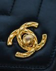 CHANEL 1991-1994 Coco Mark V-Stick Chain Lambskin Shoulder Bag