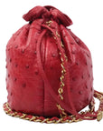 CHANEL 1986-1988 Drawstring Chain Ostrich Shoulder Bag