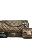 CHANEL 2008-2009 2.55 Matelassé Chain Double Flap Shoulder Bag with Pouch