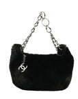 CHANEL 2002–2003 Fur Coco Mark Chain Shoulder Bag