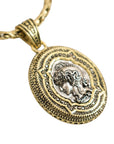 Vintage-Style Face Motif Rhinestone Necklace(Gold-Plated Brass)