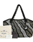 PRADA Nylon Patchwork Plastic Chain Tote Bag