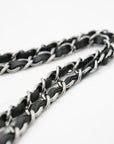 CHANEL Leather BLACK SILVER Shoulder Bag