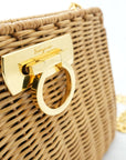SALVATORE FERRAGAMO Gancini Rattan Shoulder Bag