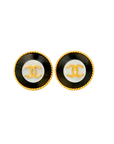CHANEL Wood Shell Button Coco Mark Earrings