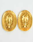 CHANEL Crown Motif Oval Plate Earrings