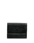 CHANEL 2003–2004 Caviar Leather Tri-Fold Wallet