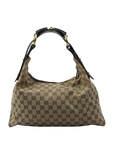GUCCI Canvas Leather Brown With Gold Hardware Shoulder Bag