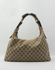 GUCCI Canvas Leather Brown With Gold Hardware Shoulder Bag