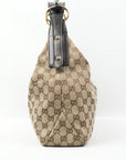 GUCCI Canvas Leather Brown With Gold Hardware Shoulder Bag