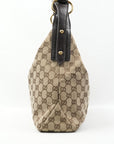 GUCCI Canvas Leather Brown With Gold Hardware Shoulder Bag