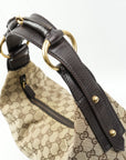 GUCCI Canvas Leather Brown With Gold Hardware Shoulder Bag