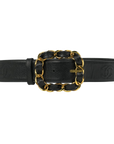 CHANEL Coco Mark Chain Caviar Leather Buckle Belt