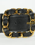 CHANEL Coco Mark Chain Caviar Leather Buckle Belt