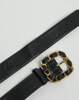 CHANEL Coco Mark Chain Caviar Leather Buckle Belt