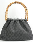 Gucci Gray GG Canvas Bamboo Handbag